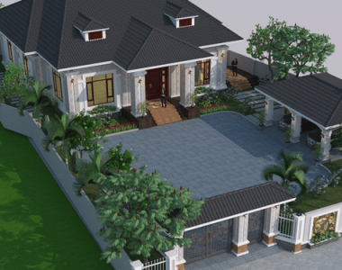 Biệt thự nhà vườn 1 tầng hiện đại