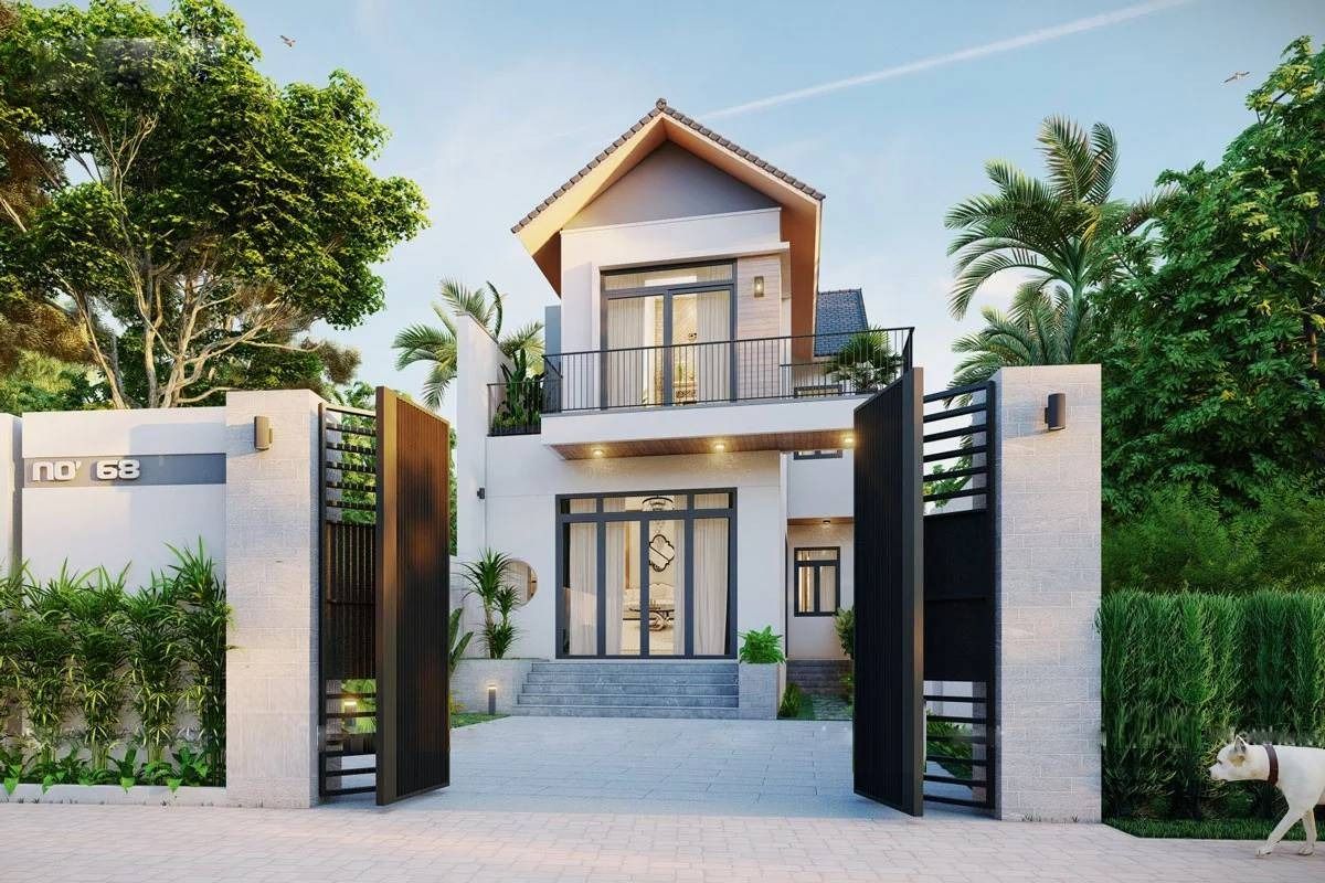 Mẫu nhà cấp 4 gác lửng 5x20m mái thái