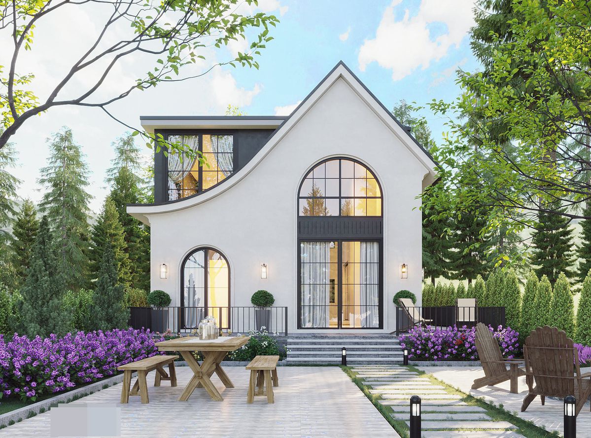 Mẫu nhà cấp 4 gác lửng phong cách châu Âu