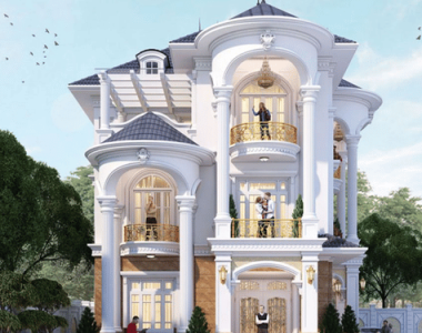 Mẫu biệt thự 4 tầng thiết kế đẹp phong cách tân cổ điển Pháp